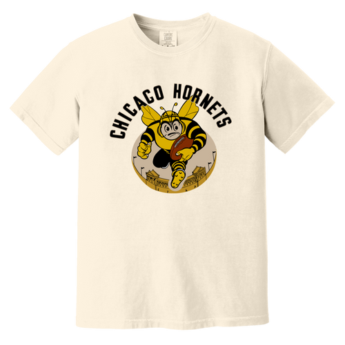 Chicago Hornets T-shirt Heavyweight AAFC Football Team Fan Apparel Tee color Ivory