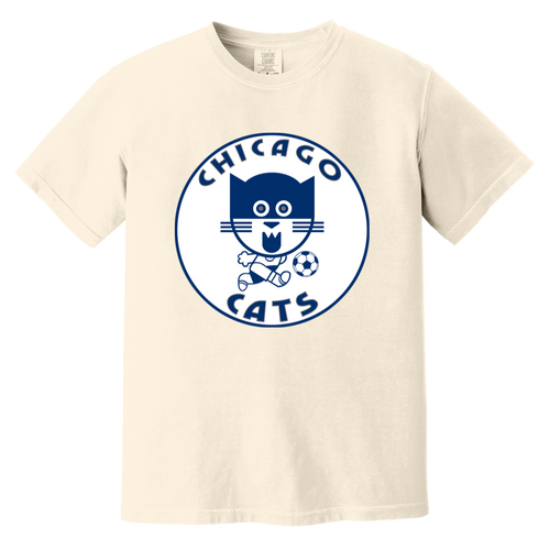 Chicago Cats T-shirt Heavyweight ASL Soccer Team Fan Apparel Tee color Ivory