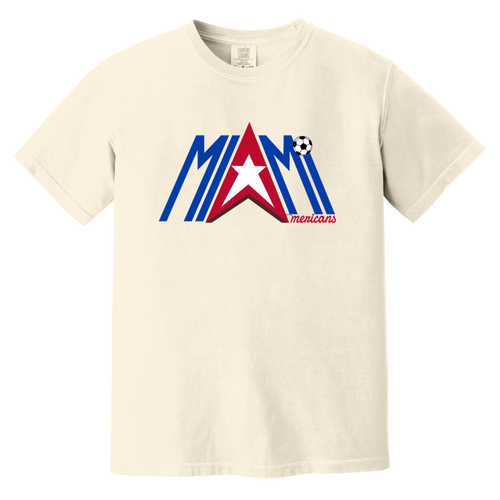 Miami Americans T-shirt Heavyweight ASL Soccer Team Fan Apparel Tee color Ivory