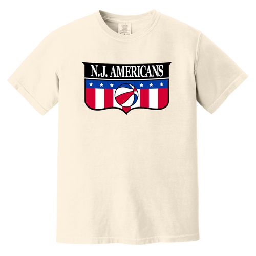 New Jersey Americans T-shirt Heavyweight ASL Soccer Team Fan Apparel Tee color Ivory
