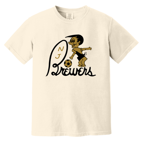 New Jersey Brewers T-shirt Heavyweight ASL Soccer Team Fan Apparel Tee color Ivory