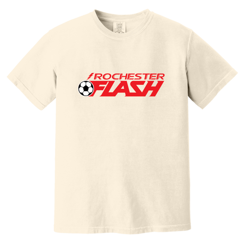 Rochester Flash T-shirt Heavyweight ASL Soccer Team Fan Apparel Tee color Ivory