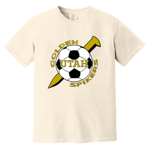 Utah Golden Spikers T-shirt Heavyweight ASL Soccer Team Fan Apparel Tee color Ivory