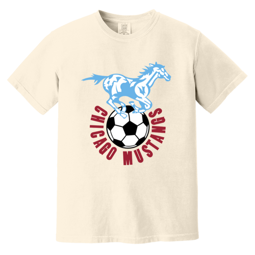 Chicago Mustangs T-shirt Heavyweight | NASL Soccer Team Fan Apparel Tee color Ivory