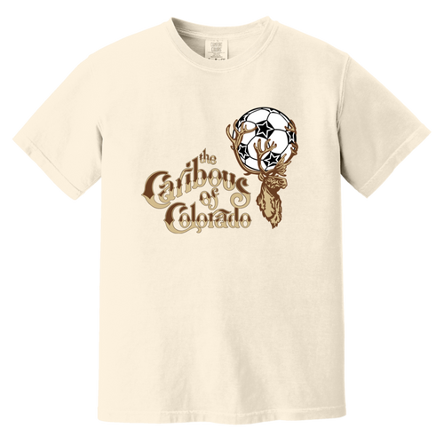 Colorado Caribous T-shirt Heavyweight NASL Soccer Team Fan Apparel Tee color Ivory