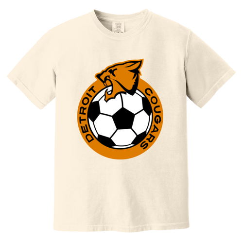 Detroit Cougars T-shirt Heavyweight NASL Soccer Team Fan Apparel Tee color Ivory