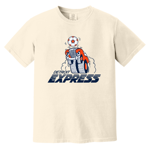 Detroit Express T-shirt Heavyweight NASL Soccer Team Fan Apparel Tee color Ivory