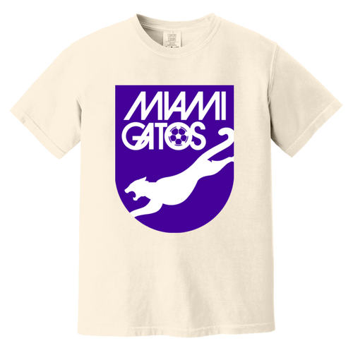 Miami Gatos T-shirt Heavyweight NASL Soccer Team Fan Apparel Tee color Ivory