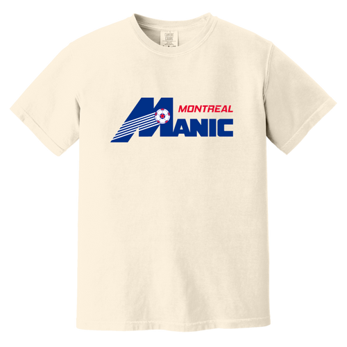 Montreal Manic T-shirt Heavyweight NASL Soccer Team Fan Apparel Tee color Ivory