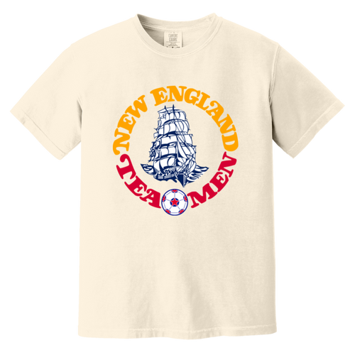 New England Tea Men T-shirt Heavyweight NASL Soccer Team Fan Apparel Tee color Ivory