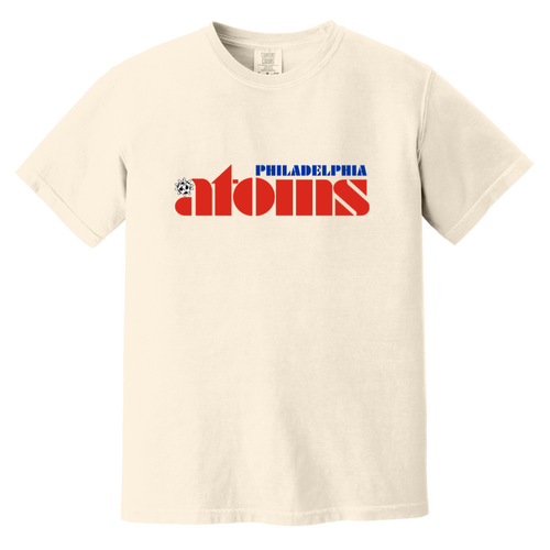 Philadelphia Atoms T-shirt Heavyweight NASL Soccer Team Fan Apparel Tee color Ivory