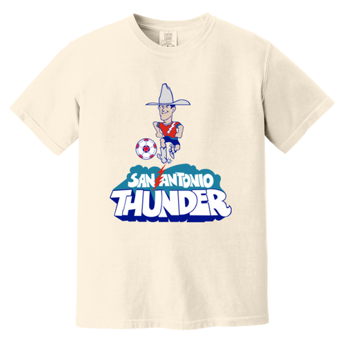 San Antonio Thunder T-shirt Heavyweight NASL Soccer Team Fan Apparel Tee color Ivory