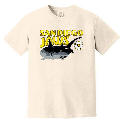 San Diego Jaws T-shirt Heavyweight NASL Soccer Team Fan Apparel Tee color Ivory