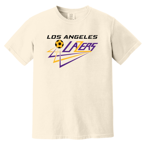Los Angeles Lazers T-shirt Heavyweight MISL Soccer Team Fan Apparel Tee color Ivory