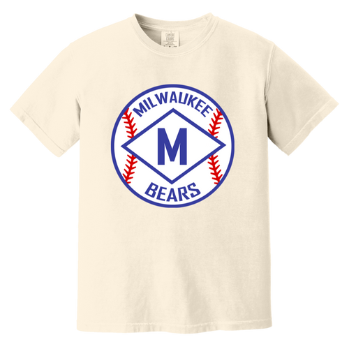Milwaukee Bears T-shirt Heavyweight Negro Leagues Baseball Team Fan Apparel Tee color Ivory
