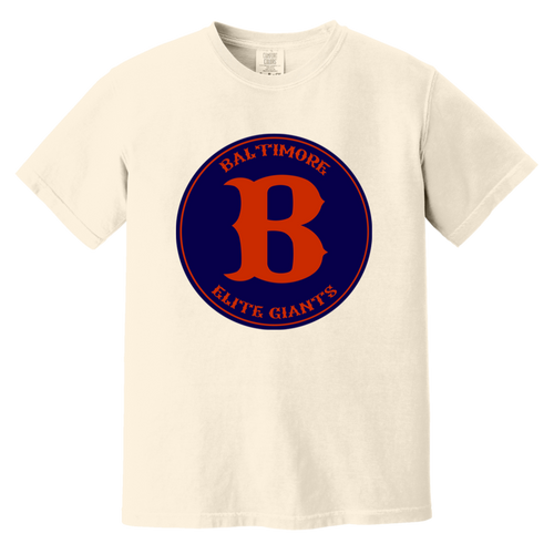 Baltimore Elite Giants T-shirt Heavyweight Negro Leagues Baseball Team Fan Apparel Tee color Ivory