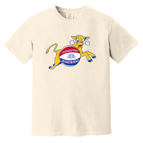 Houston Mavericks T-shirt Heavyweight ABA Basketball Team Fan Apparel Tee color Ivory