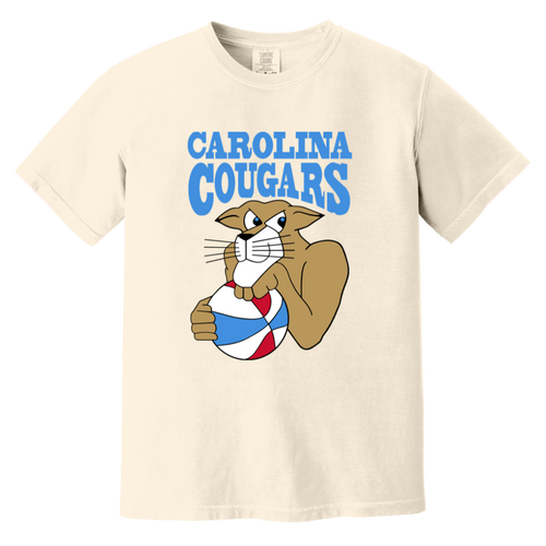 Carolina Cougars T-shirt Heavyweight ABA Basketball Team Fan Apparel Tee color Ivory