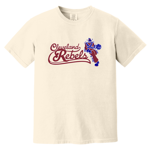 Cleveland Rebels T-shirt Heavyweight NBA Basketball Team Fan Apparel Tee color Ivory