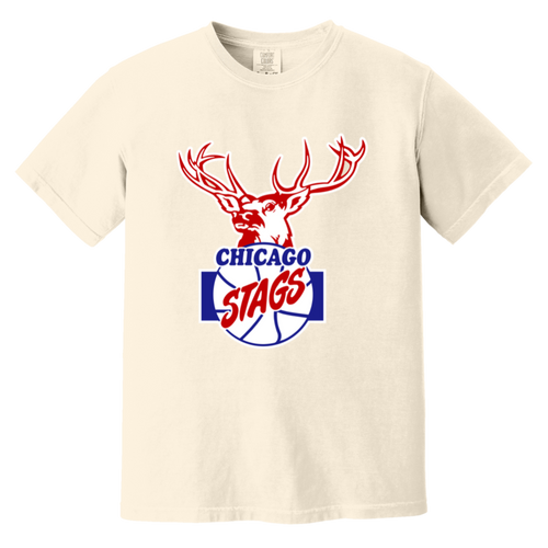 Chicago Stags T-shirt Heavyweight NBA Basketball Team Fan Apparel Tee color Ivory
