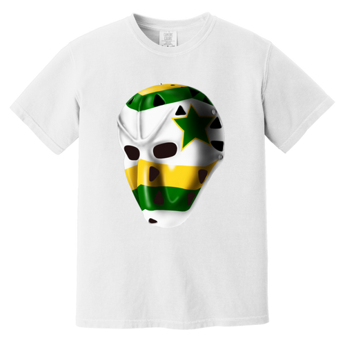 Minnesota North Stars NHL Gilles Meloche Goalie Mask T-shirt color White