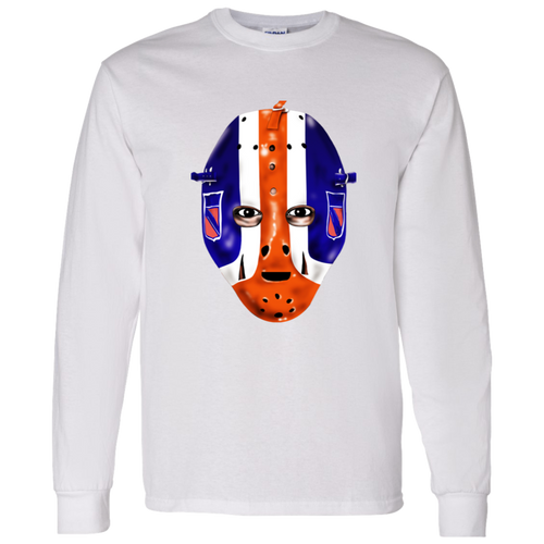 New York Rangers NHL Goalie Mask Long Sleeve Shirt color White