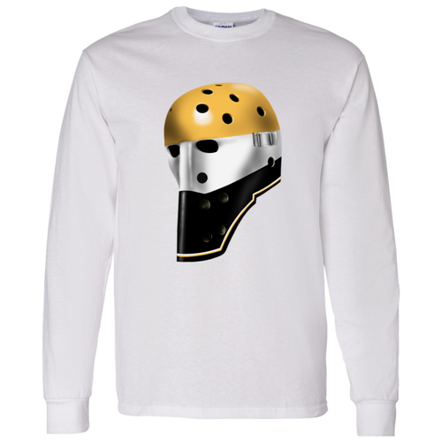 Pittsburgh Penguins NHL MIchel Dion Goalie Mask Long Sleeve Shirt color White