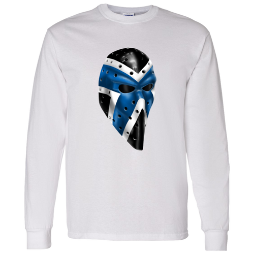 Pittsburgh Penguins NHL Michel Plasse Goalie Mask Long Sleeve Shirt color White