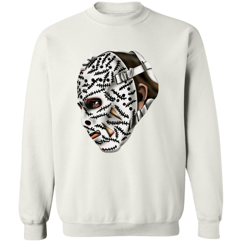 Boston Bruins NHL Gerry Cheevers Goalie Mask Sweatshirt Crewneck Pullover color White