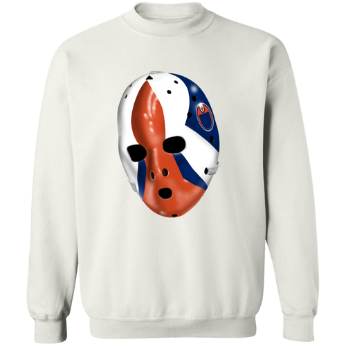 Edmonton Oilers NHL Grant Fuhr Goalie Mask Sweatshirt Crewneck Pullover color White