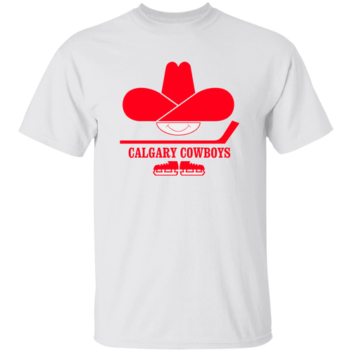 Calgary Cowboys WHA Hockey Short Sleeve T-shirt in White