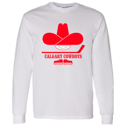 Calgary Cowboys WHA Hockey Long Sleeve Shirt in White