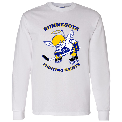 Minnesota Fighting Saints WHA Hockey Long Sleeve Shirt in White