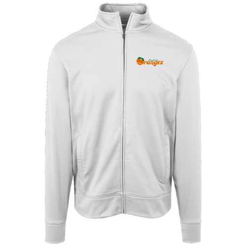 Retro Anaheim Oranges Full Zip Fleece Jacket featuring vintage WTT tennis team logo in white front view