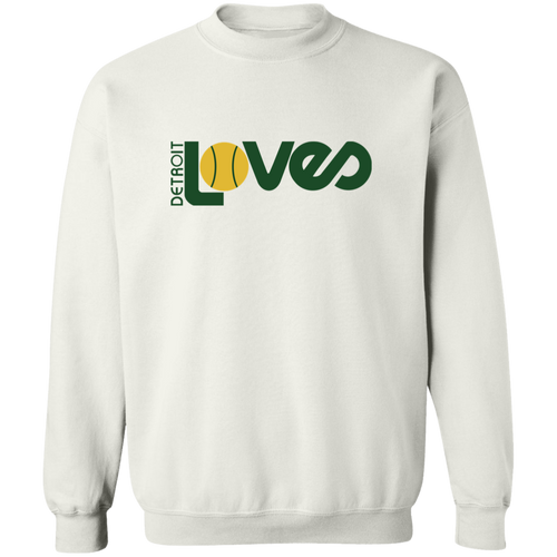 Retro Detroit Loves crewneck pullover sweatshirt featuring vintage WTT tennis team logo in white