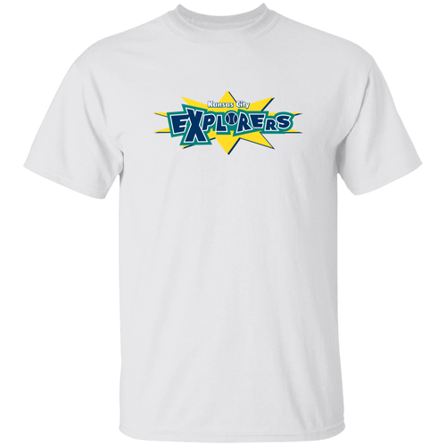 Vintage-style Kansas City Explorers WTT T-shirt with retro 1970s team logo graphic in white