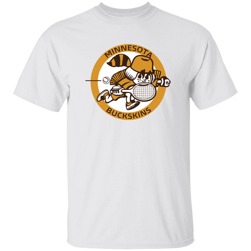 Vintage-style Minnesota Buckskins WTT T-shirt with retro 1970s team logo graphic in white