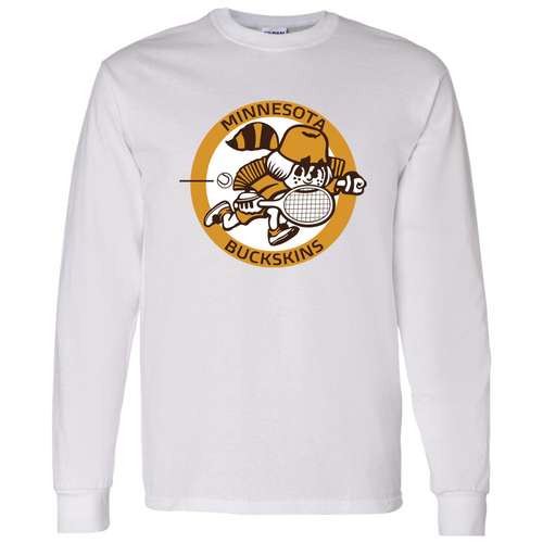 Retro Minnesota Buckskins long sleeve shirt featuring vintage WTT tennis team logo in white