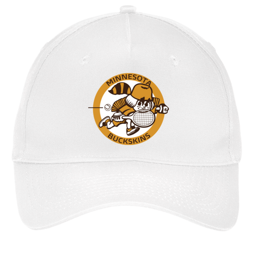 Retro Minnesota Buckskins World Team Tennis twill cap with seamless 5-panel front and retro logo in white