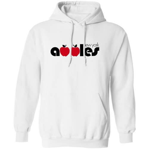 Retro New York Apples pullover hoodie featuring vintage WTT tennis team logo in white
