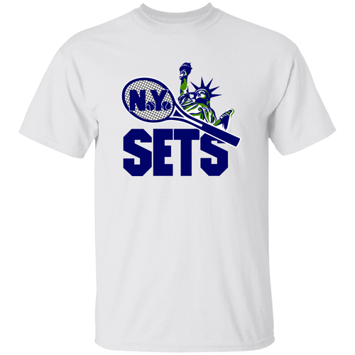 Vintage-style New York Sets WTT T-shirt with retro 1970s team logo graphic in white
