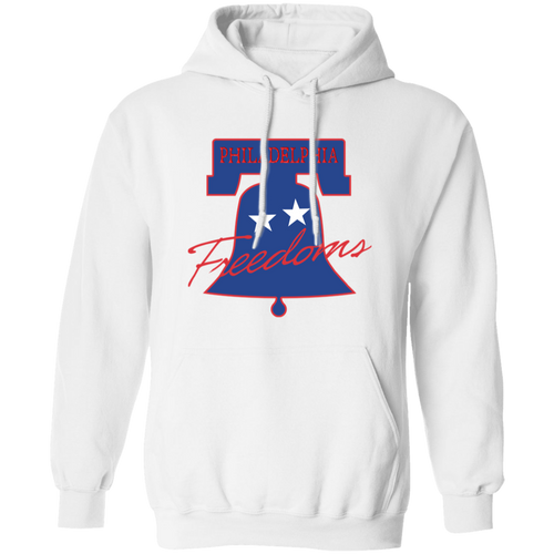 Retro Philadelphia Freedoms pullover hoodie featuring vintage WTT tennis team logo in white