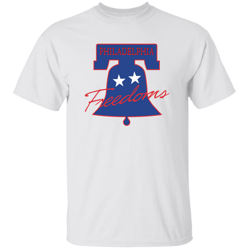 Vintage-style Philadelphia Freedoms WTT T-shirt with retro 1970s team logo graphic in white