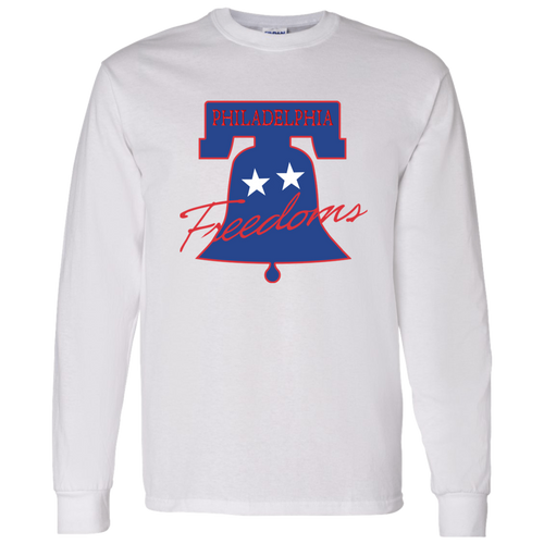 Retro Philadelphia Freedoms long sleeve shirt featuring vintage WTT tennis team logo in white