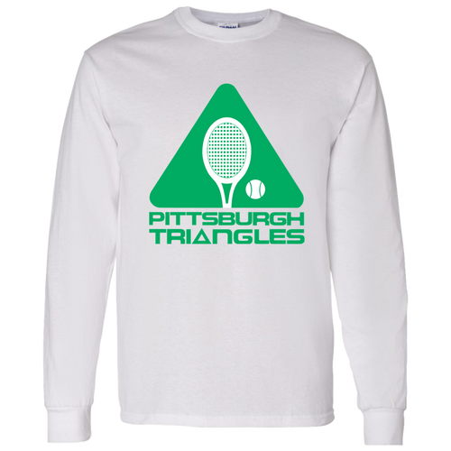 Retro Pittsburgh Triangles long sleeve shirt featuring vintage WTT tennis team logo in white