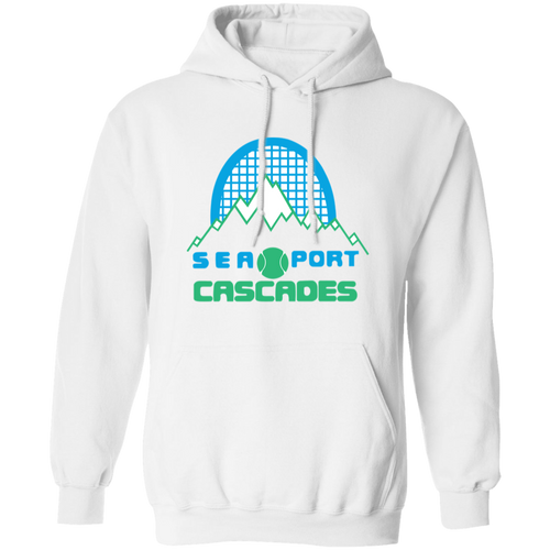 Vintage Sea Port Cascades pullover hoodie featuring vintage WTT tennis team logo in white