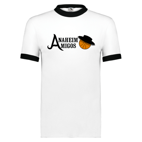 Anaheim Amigos T-shirt Ringer ABA Basketball color White/Black