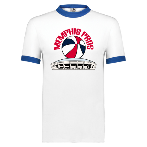 Memphis Pros ABA T-shirt Ringer American Basketball Association team color White/Royal Blue