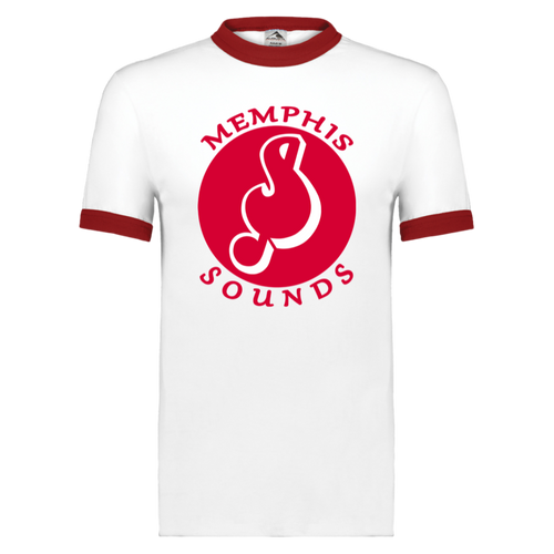 Memphis Sounds ABA T-shirt Ringer American Basketball Association Team Tee color White/Red