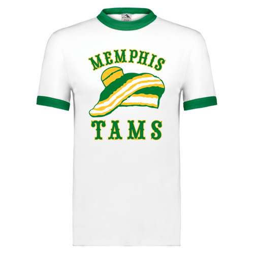 Memphis Tams T-shirt Ringer ABA Basketball color White/Kelly Green